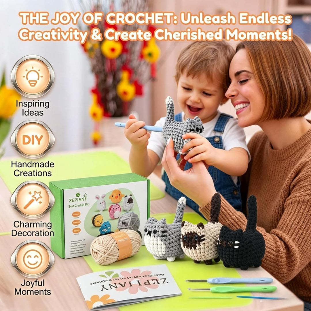 Haelyze Häkelset für Anfänger, Häkelset Tiere, Amigurumi Komplettset mit Schritt-für-Schritt Video-T