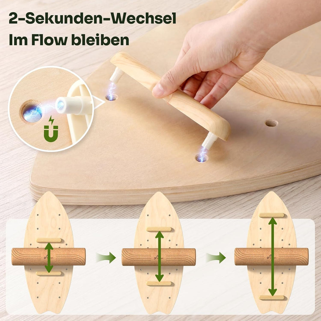 Sportneer Kork Surfin Balance Board Erwachsene 8-in-1, Balance-trainer Set | Grössere Gleichgewichts