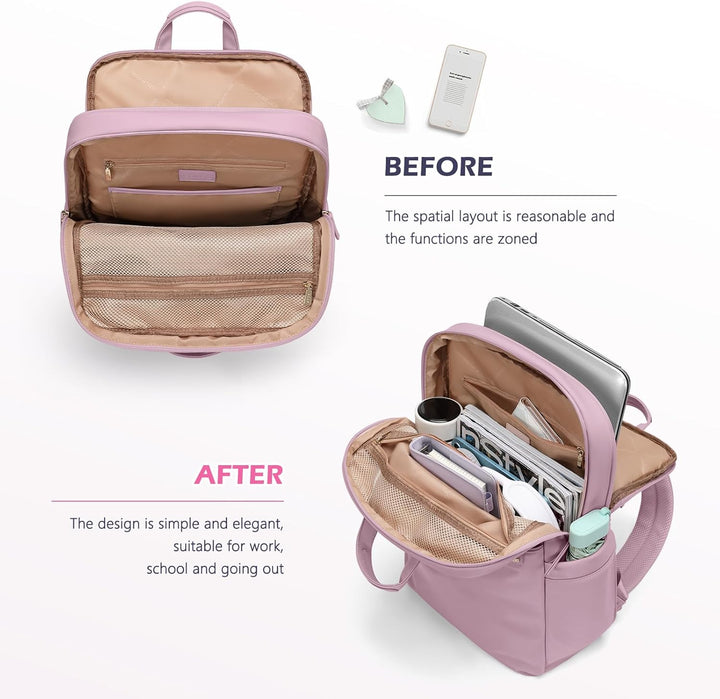 Schlanker Laptop-Rucksack für Damen, leichter Business-Rucksack für Damen, Computertasche, Geldbörse