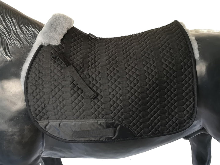 Engel Reitsport Lammfell Schabracke Half Lined SCHABRA1-VSS-SCH-SIL Steppstoff schwarz Fell Silber V
