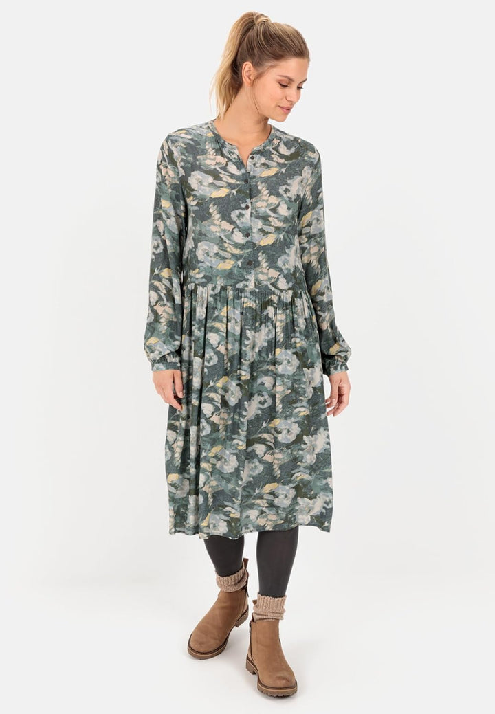 camel active Damen Kleid mit Allover-Print S Aop Smoke Khaki, S Aop Smoke Khaki