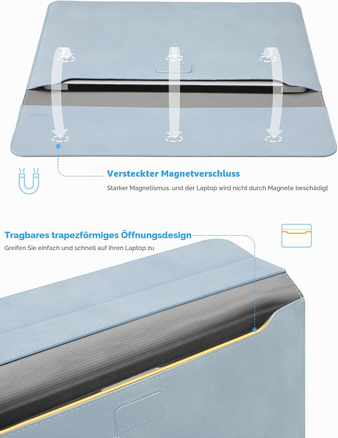 HYZUO 13,3-14 Zoll Laptop Hülle Laptophülle mit Standfunktion für MacBook Pro 14 M4/M3/M2/M1 Pro/Max