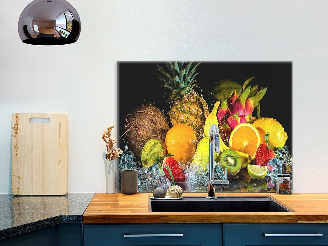 murando Spritzschutz Glas für Küche 80x60 cm Küchenrückwand Küchenspritzschutz Fliesenschutz Glasbil