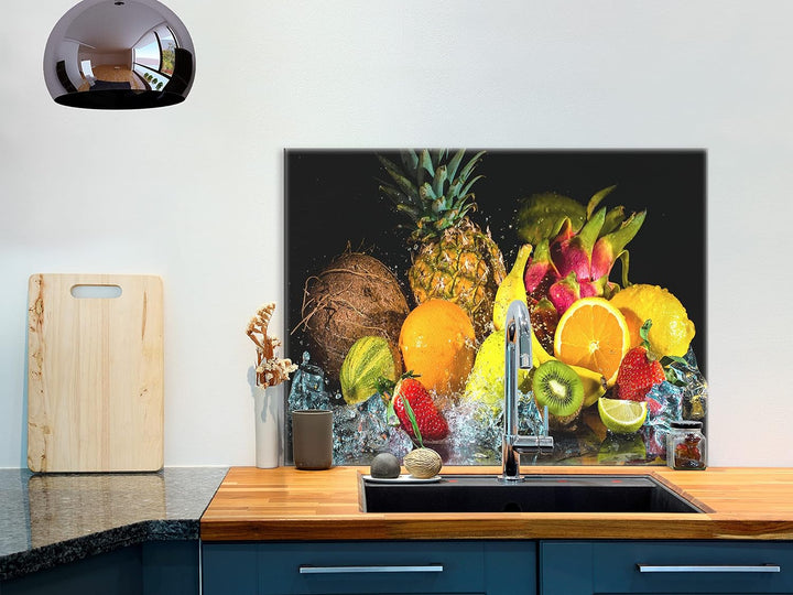 murando Spritzschutz Glas für Küche 80x60 cm Küchenrückwand Küchenspritzschutz Fliesenschutz Glasbil