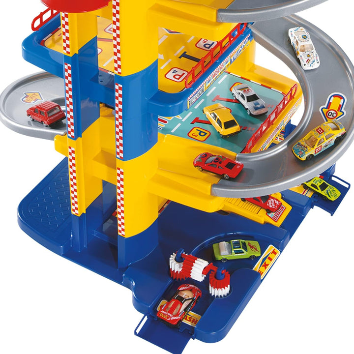 MOLTO | 6 Stockwerke Parkhaus für Kinder mit Garage, Rampen, Leinen, Aufzug, Tankstelle und Bohrung