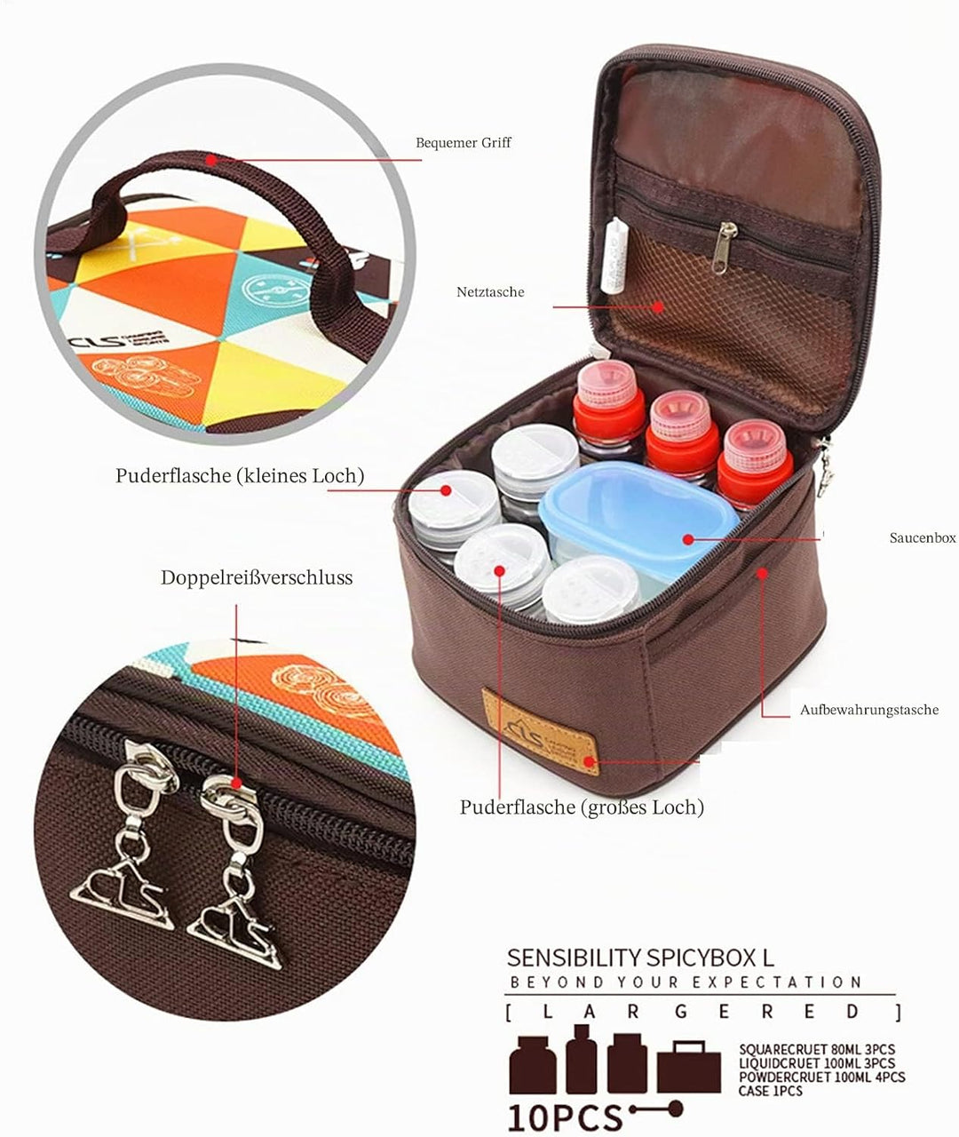 Outdoor Seasoning Gewürzbehälter Portable kleiner Salzstreuer BBQ Gewürzflasche Set Transparent Gewü