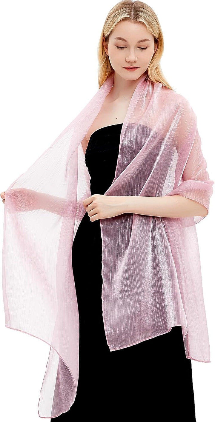 Gragengs Damen Schals und Wraps für Abendkleider Leichte Sheer Crepe Tücher Shimmer Hochzeit Party S