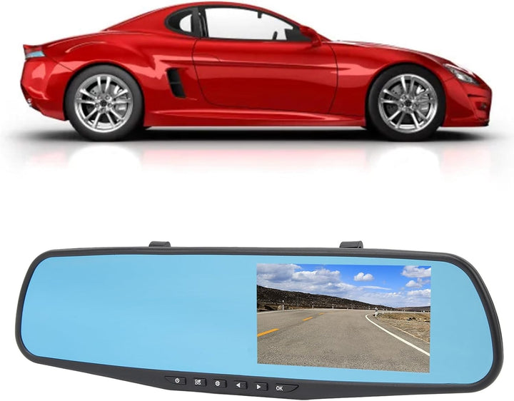 HD 1080P Doppelobjektiv-Spiegel-Dashcam, 4,3-Zoll-Anti-Glare-Parkmonitor-Rückfahrkamera (Mit 32g Spe