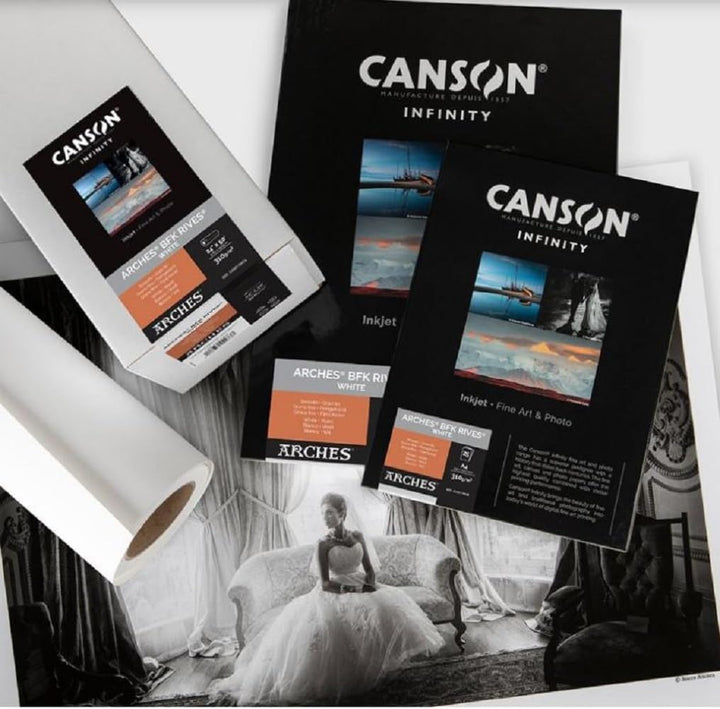 Canson Infinity BFK Rives 100% Textur, 310 g, Box A4, 25 Stunden, natürliches Weiss