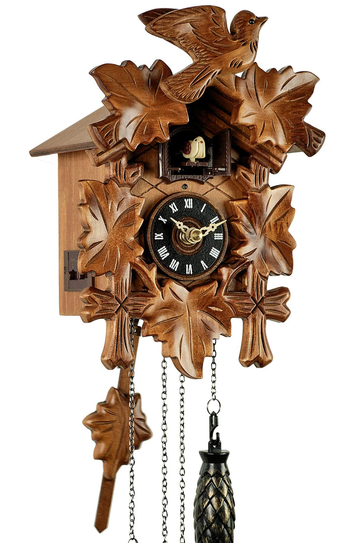 Kuckucksuhr Kuckuckuhr Echtholz NEU batteriebetriebenes Quartzwerk Musik Kuckuckruf Eble -Fünflaub 2
