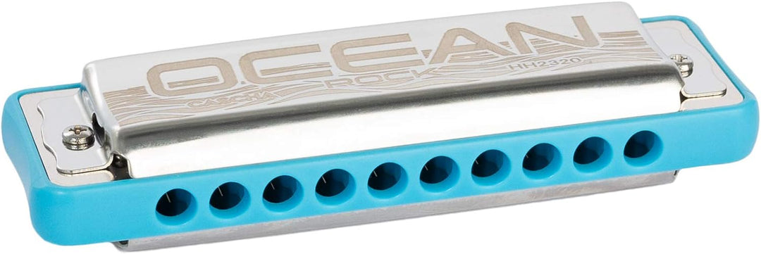 Ocean Rock Blues Harmonica in F, blue (incl. stylish softcase and cleaning cloth) F-Dur blau, F-Dur