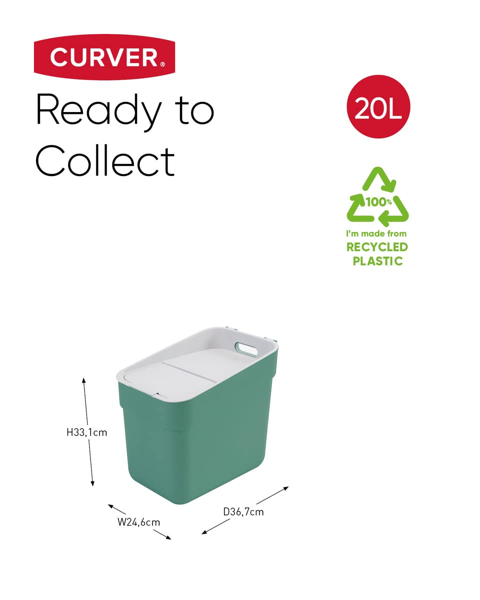 CURVER Mülleimer "Ready To Collect", 20 l, ideal unter der Spüle, mit Wandhalterung für Wand oder Tü