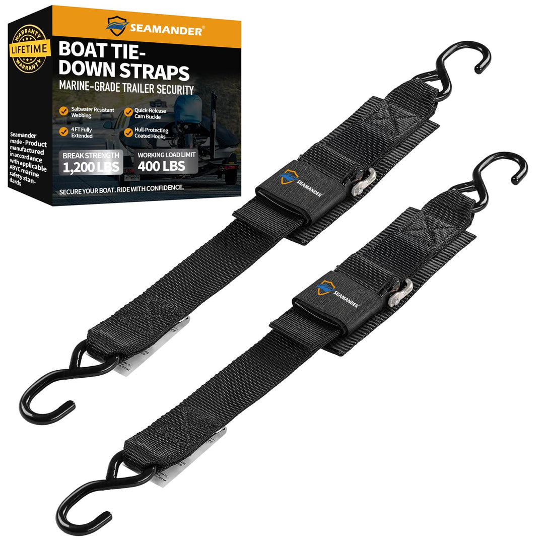 Seamander Marine Boat Trailer 5,1 cm Trailer Tansom Spanngurte (schwarz, 2-teilig) Schwarz 2 inch x