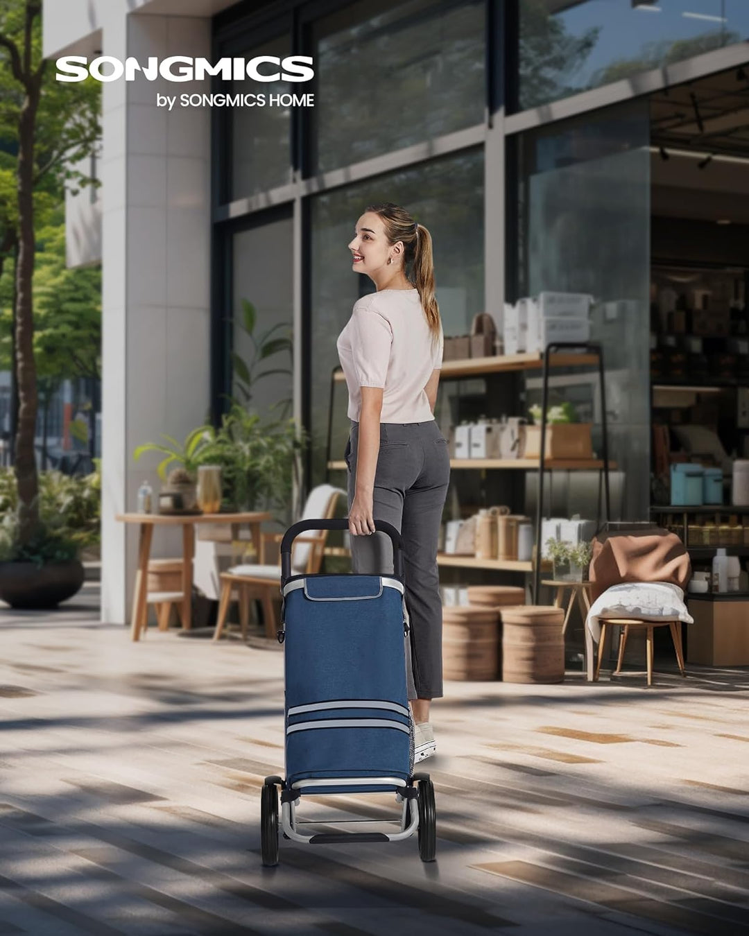 SONGMICS Einkaufstrolley, klappbar, Stabiler Einkaufswagen, mit Kühlfach, grosse Kapazität 35 L, mul