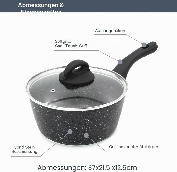 Blackmoor Pfanne 20-cm-Kochtopf mit Deckel Schwarz 20cm Kochtopf 20 cm Schwarz, 20cm Kochtopf 20 cm