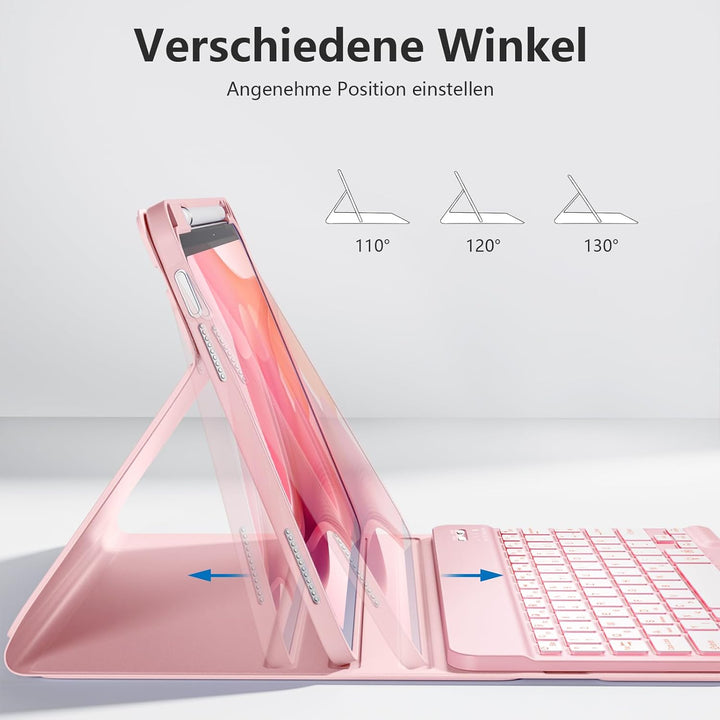 Hülle mit Tastatur für iPad 11 Generation A16/10 Generation (11/10.9 Zoll, 2025/2022), 7-farbige Bel