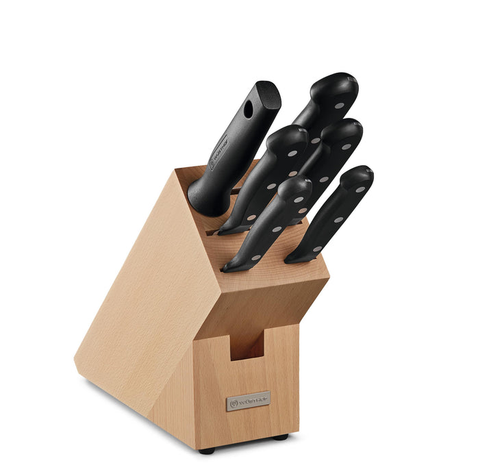 WÜSTHOF Gourmet Messerblock mit 6 Artikeln 5 Kochmesser, Wetzstahl, 5 Kochmesser, Wetzstahl