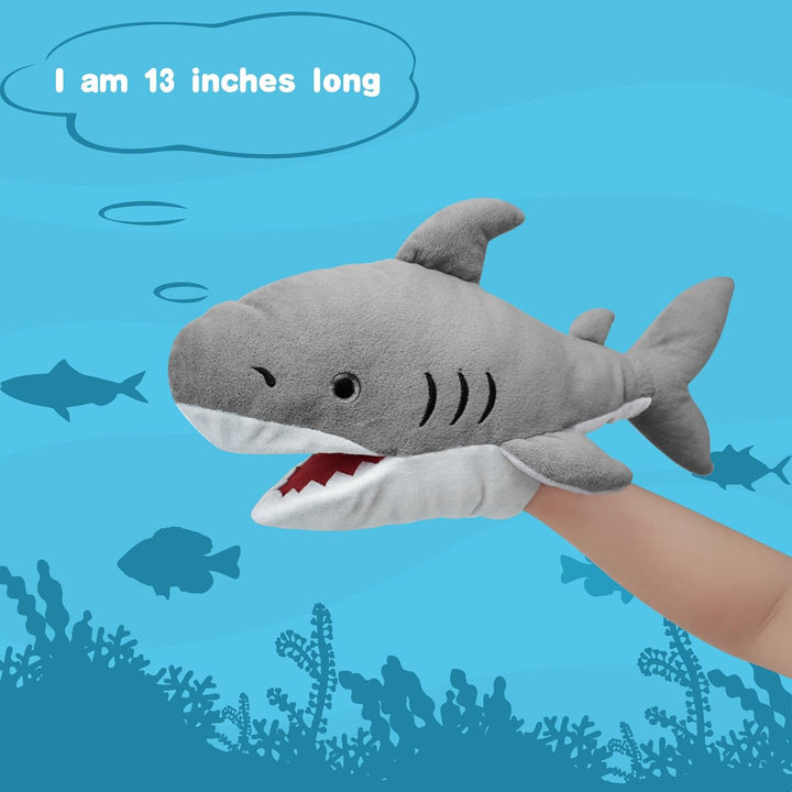 Das Leben ist eine Puppe, die mit einem bunten und beweglichen Mund gefüllt ist De-shark, De-shark