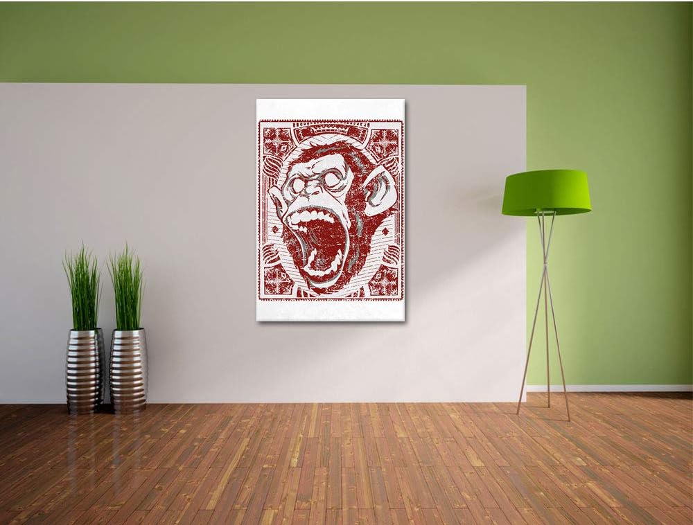 Screaming monkey black Leinwand, XXL riesige Bilder fertig gerahmt mit Keilrahmen, Kunstdruck auf Wa