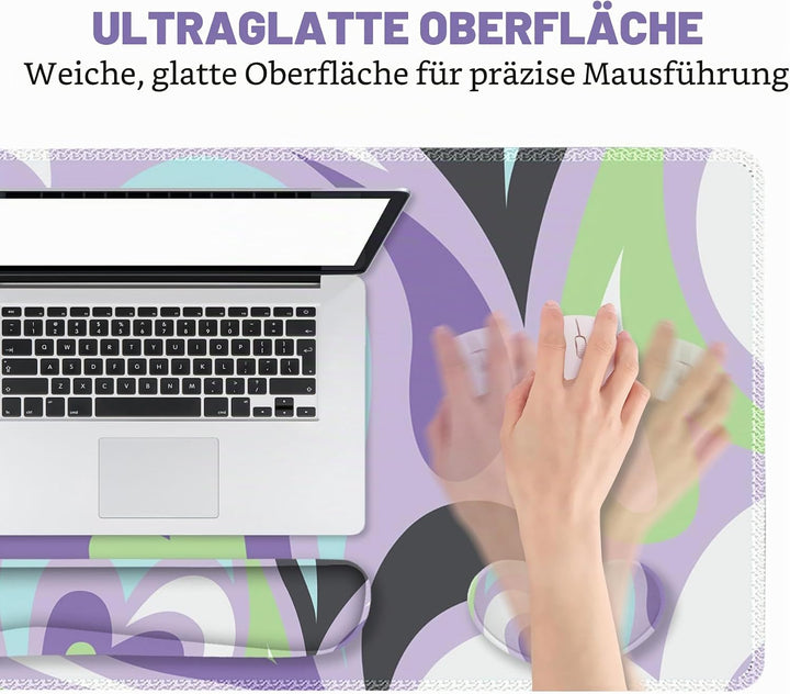 ToLuLu Erweitertes Gaming-Mauspad, Memory-Schaum, ergonomische Tastatur-Maus-Handgelenkauflage, gros