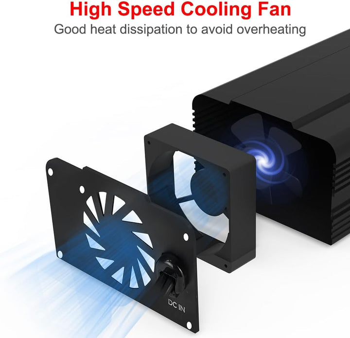 Yinleader 300W 12V auf 230V Wechselrichter 1 EU-Steckdosen und Typ-C PD&USB Q.C 3.0 mit Zigarettenan