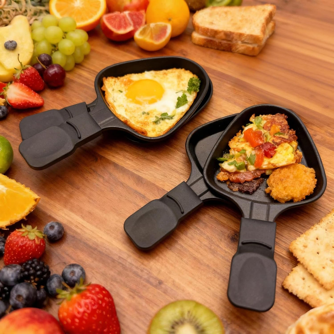 Kosmosta Pfännchen Mini 4 Stücke Antihaftbeschichtet Grill Pfännchen Dreieck Mini Raclette Grill mit