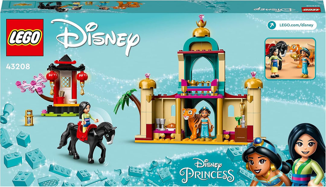 LEGO 43208 Disney Jasmins und Mulans Abenteuer, Prinzessinnen-Spielzeug zum Bauen mit Mini-Puppen, P