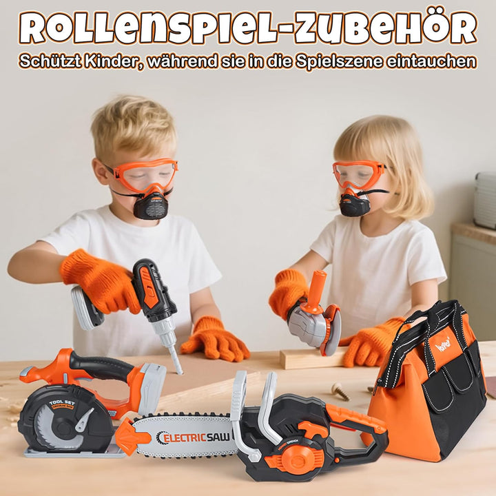 Vanplay Werkzeugkoffer Kinder Luxusmodell, Spielzeug Geschenk Junge Kinder ab 3、4、5 Jahren mit Elekt