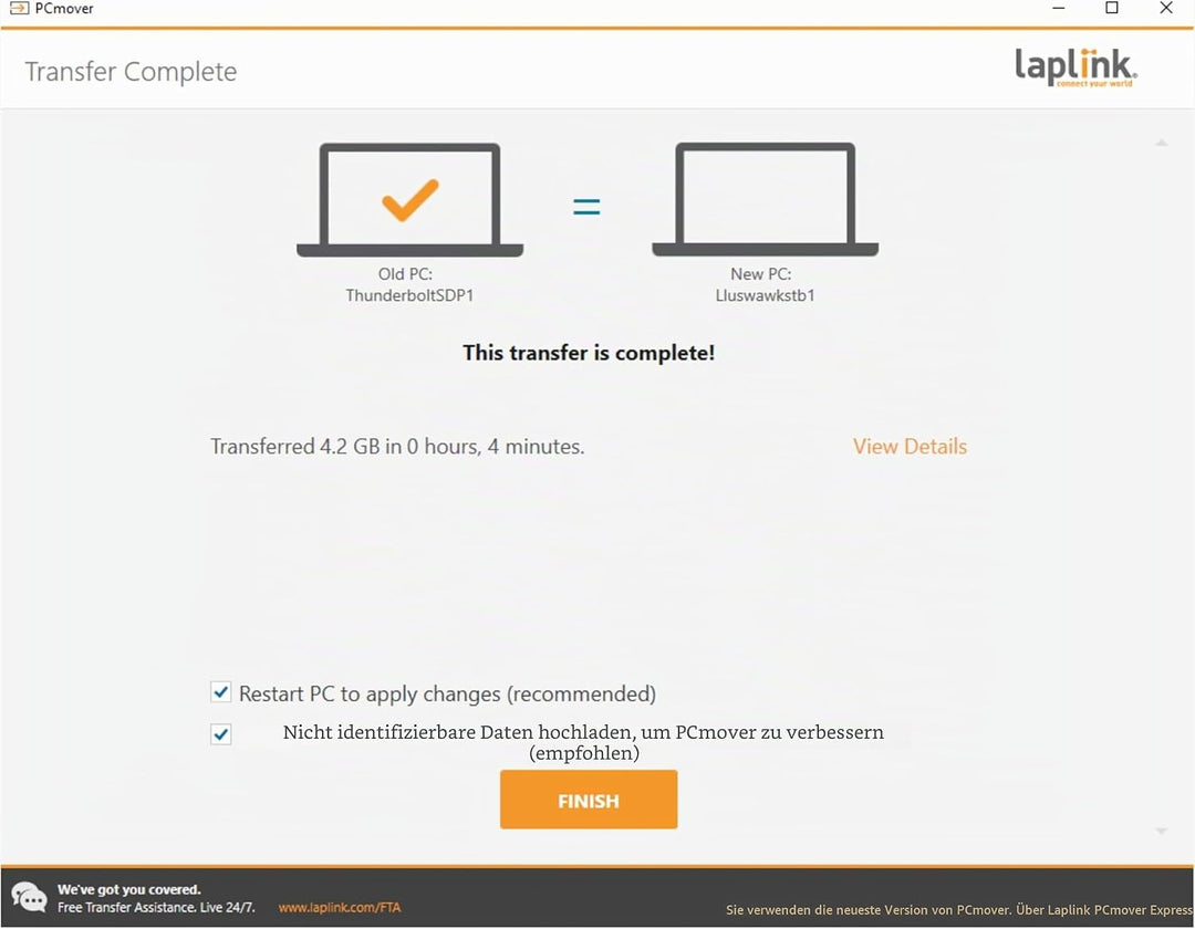LAPLINK Easy Transfer USB 3.0 Super Speed Kabel & PCmover – 5 Gbps USB Transferkabel inkl. Software