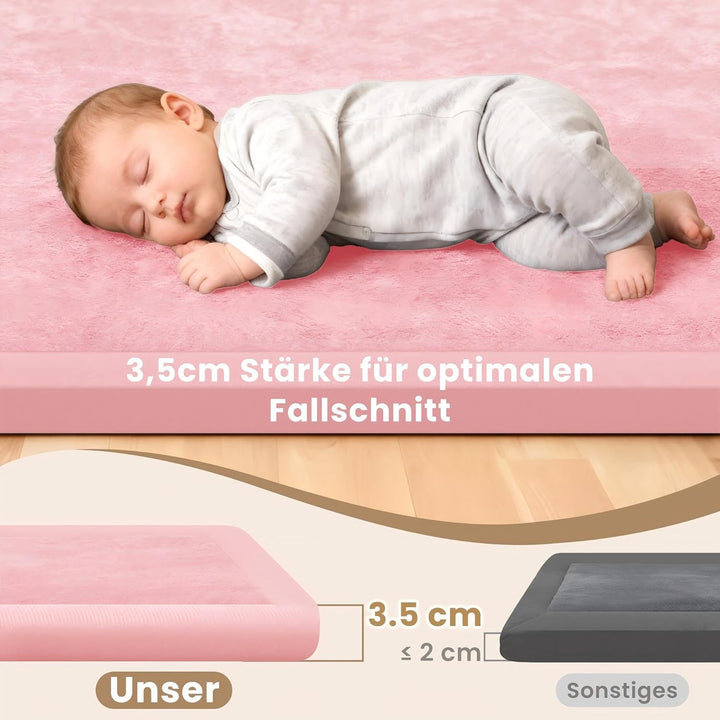 ACOMOPACK Baby Spielmatte aus 3,5 cm dickem Memory-Schaumstoff, 180x 200 cm, Kinder Laufstallmatte f