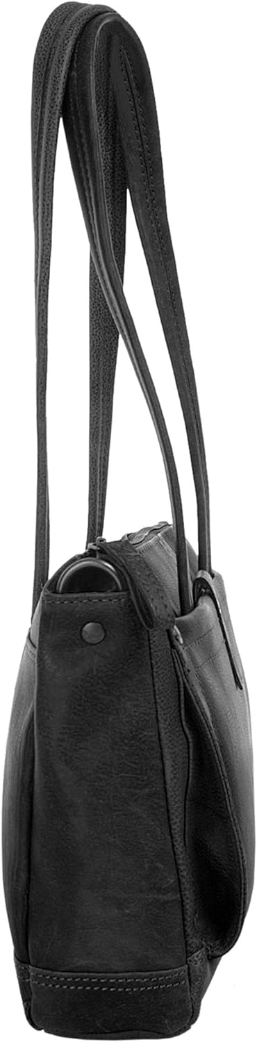 Sansibar Umhängetasche echt Leder Herren, Damen - 019708 Schwarz, Schwarz