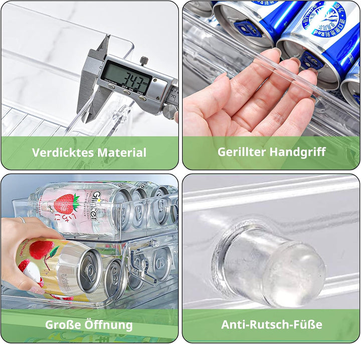 Mulaibdin Kühlschrank Organizer Dosen, Auto-Scrollen Dosenspender Kühlschrank, 2 Tier Fridge Organiz