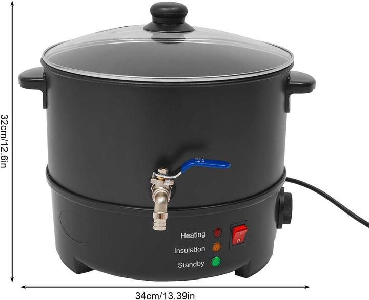 BZYFJB 8L Edelstahl-Wachsschmelztopf mit Rührlöffel & Deckel - Einstellbare Temperatur (50-100°C) fü