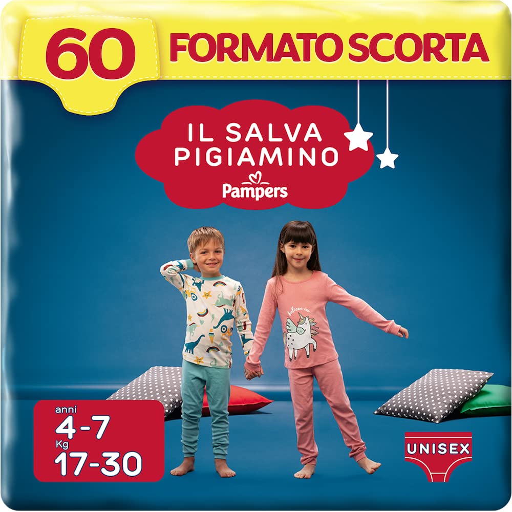 Il Salvapigiamino Pampers 4-7 Jahre, Vorratsformat, 60 Windeln, Grösse S/M (17-30 kg), Il Salvapigia