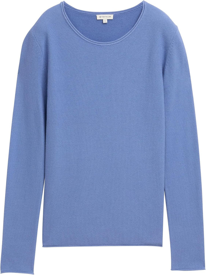 Tom Tailor Damen 1016350 Basic Strickpullover aus Bio-Baumwolle (1er Pack) M 10436 - Colony Blue, M