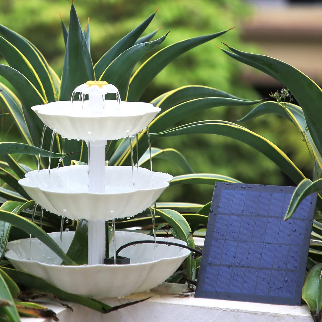 AISITIN DIY Deko Brunnen,Vogeltränke Sets mit 3,5W Solar Springbrunnen, 3 Stufige Vogelfütterer für