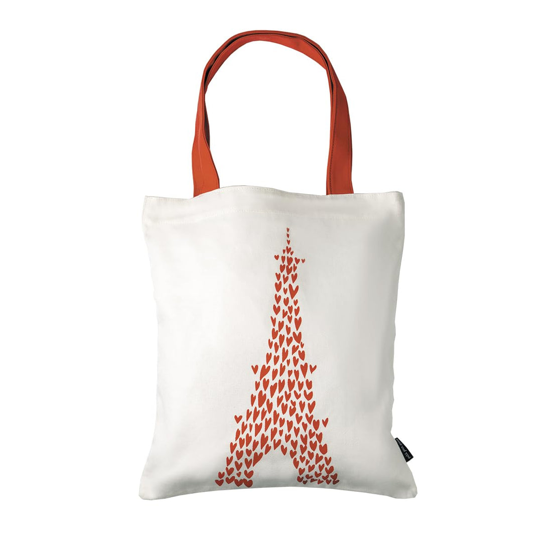Soledad Tote Bag – Eiffelturm in Herz – Kleiner Tag Paris – 33 x 37 cm – Baumwolle, weiss, Minimal