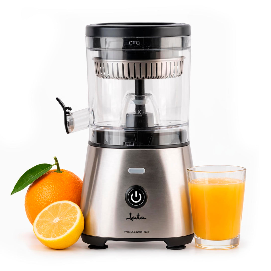 JATA JEEX1616 Elektrische Orangenpresse, automatisch, 300 W, Gehäuse und Filter aus Edelstahl, ausla