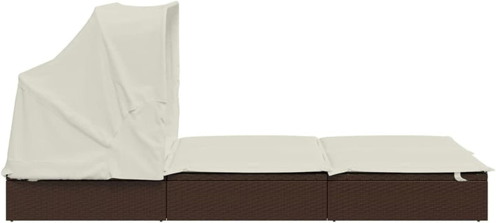 Festnight Sonnenliege 2 Personen mit Dach doppelliege Outdoor gartenliege 2 Personen Rattan gartenli