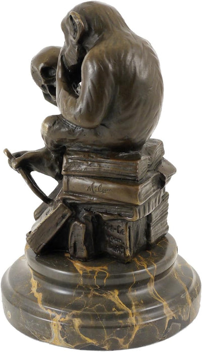 Wolfgang Hugo Rheinhold - Skulptur AFFE mit Schädel in Bronze - signiert Milo - Kunst Kaufen - Skulp