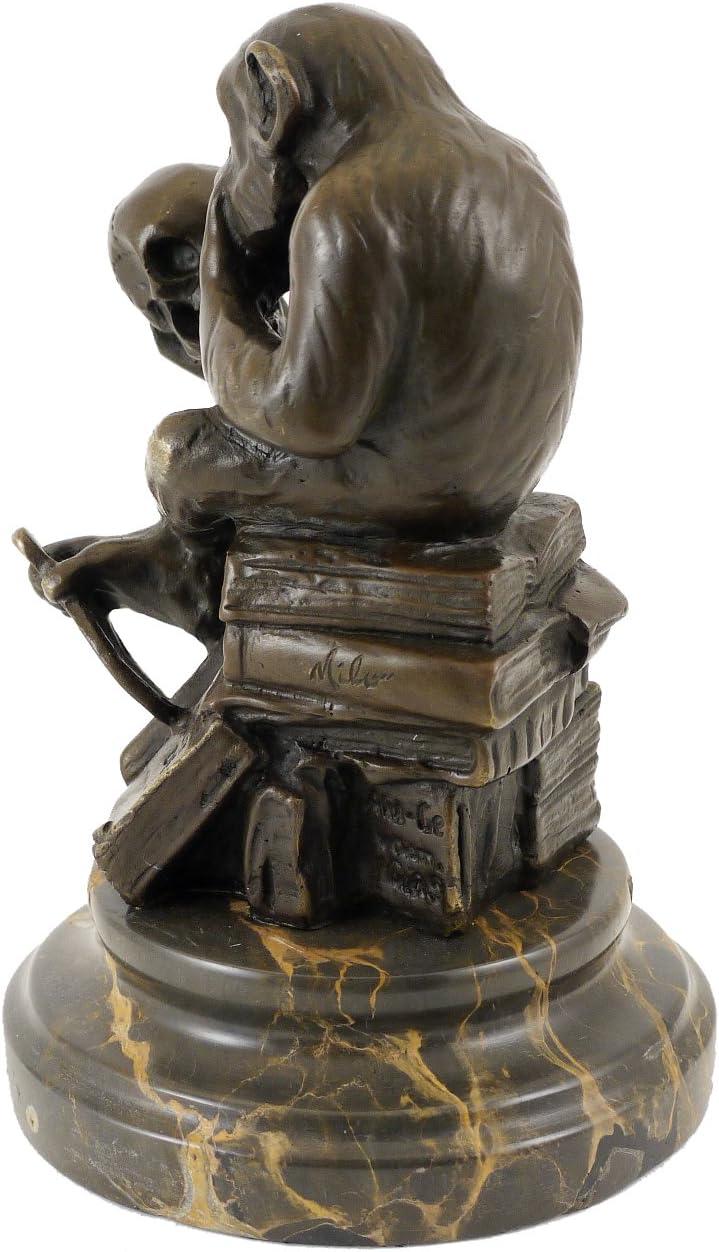 Wolfgang Hugo Rheinhold - Skulptur AFFE mit Schädel in Bronze - signiert Milo - Kunst Kaufen - Skulp