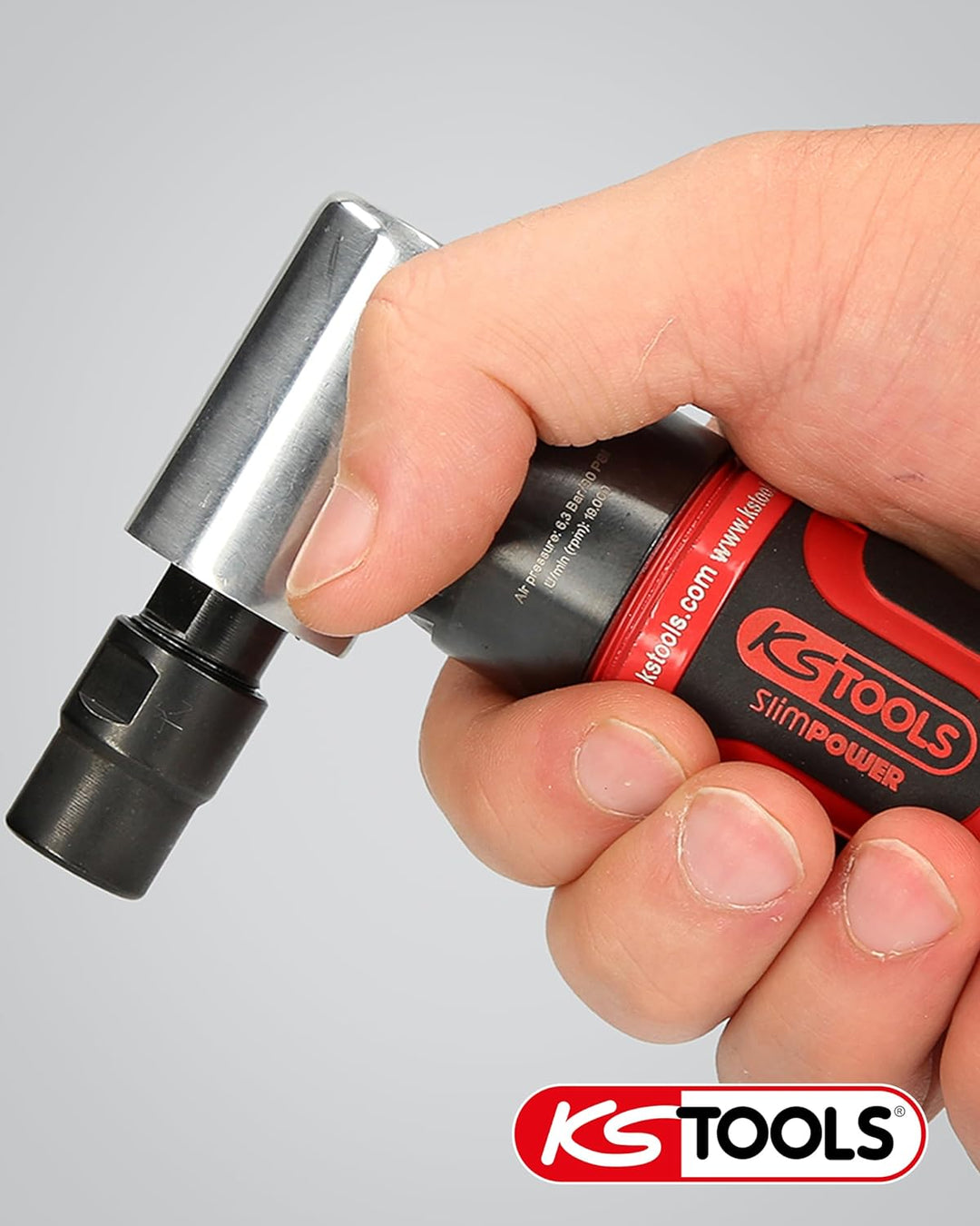 KS Tools Druckluft Winkelschleifer SlimPOWER 515.5535 19.000 U/min I Druckluftschleifer mit Geschwin