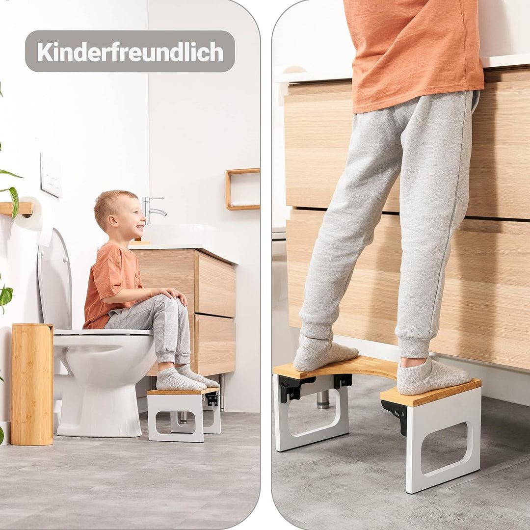 BENKSTEIN Toilettenhocker Erwachsene - Toilettenhocker Holz - Klohocker Toiletten Hocker - WC Hocker