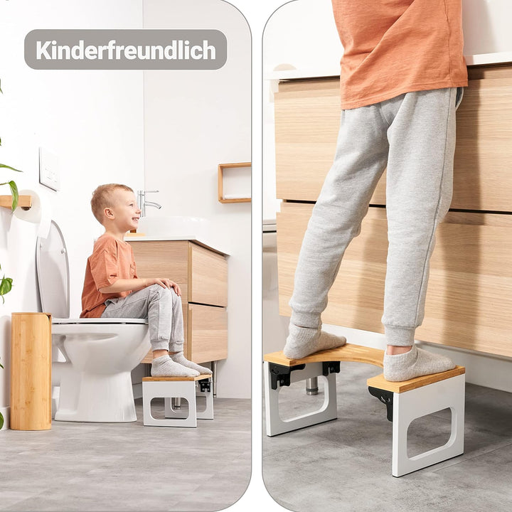 BENKSTEIN Toilettenhocker Erwachsene - Toilettenhocker Holz - Klohocker Toiletten Hocker - WC Hocker