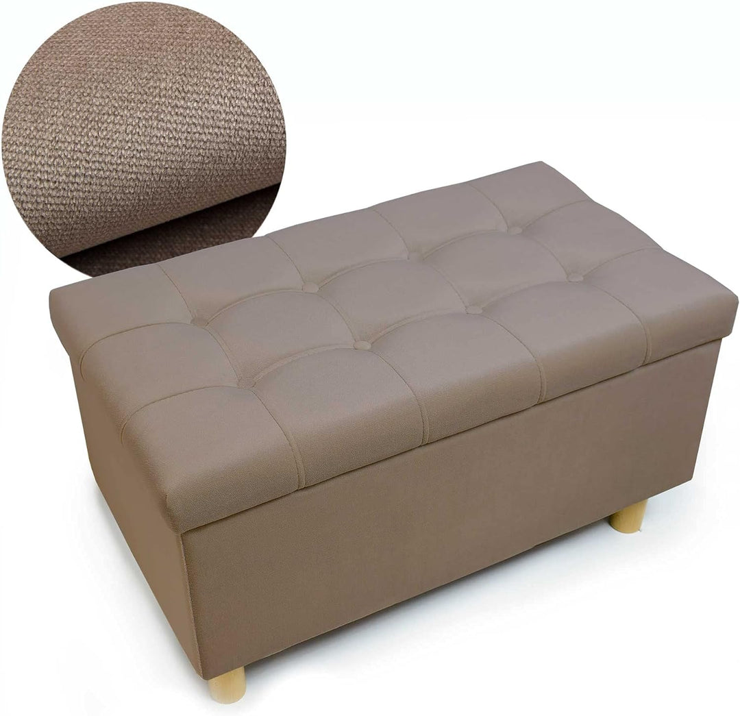 Comfort-Pur Leon Sitzbank Sitzpuff Pouf Sitztruhe mit Stauraum Aufbewahrungsbox (Beige), Beige