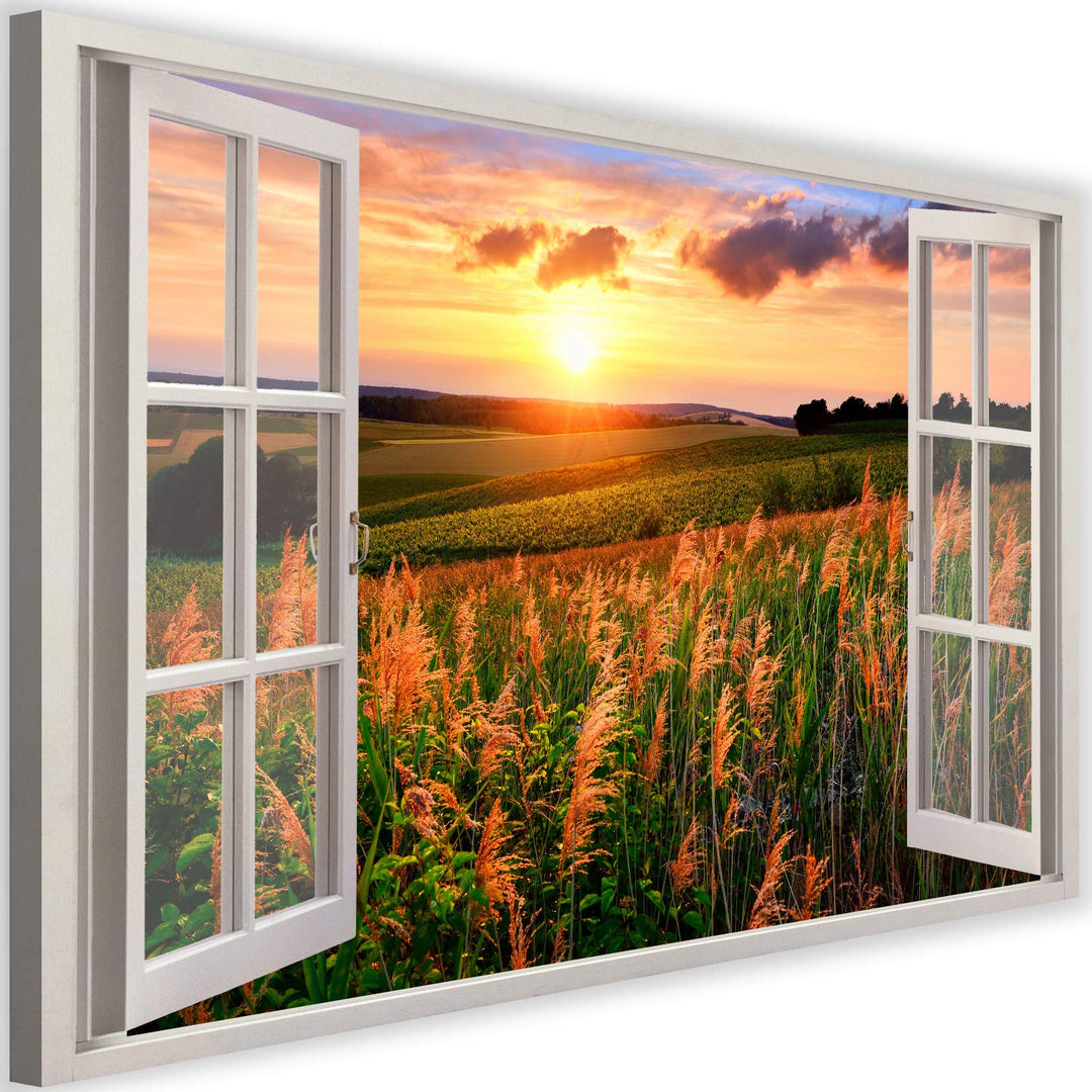 Feeby Bild auf Vlies Leinwand Blick Durchs Fenster 3D-Illusion 90x60 cm Kunstdruck Modern Wandbilder