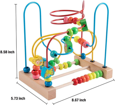 Jacootoys Motorikschleife aus Holz Tier Holzspielzeug mit DREI verschiedenen Schleifen Roller Coaste