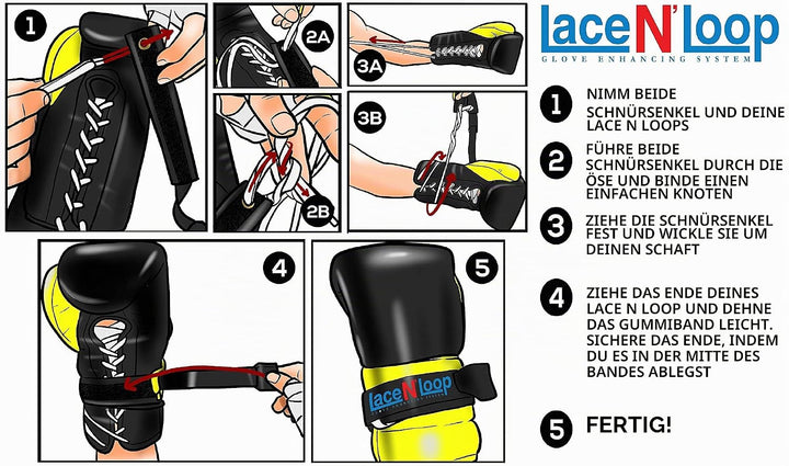 Lace N Loop Straps (Pair) - Lace-Up Boxing Glove Converter Schwarz, Schwarz