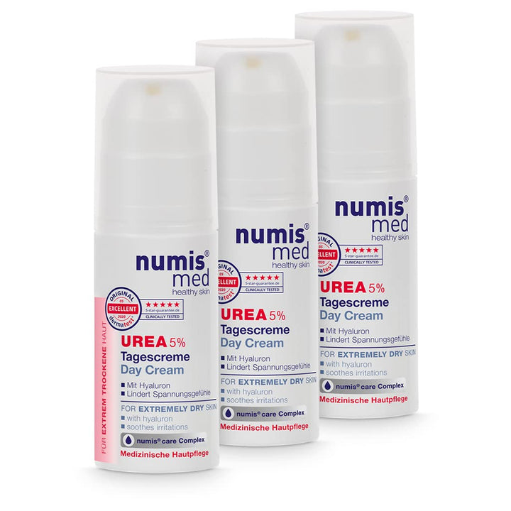 numis med Tagescreme mit 5% Urea - 3x Hautberuhigende Gesichtspflege für beanspruchte Gesichtshaut -