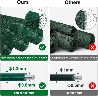 Amagabeli 1.22M X 25M Sechskant-Geflecht Drahtzaun Gartenzaun RAL6005 Grünen Maschenweite 25.4 mm Dr
